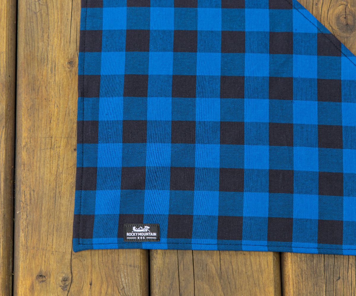 Foulard Pour Chien En Flanelle Carreauté Bleu