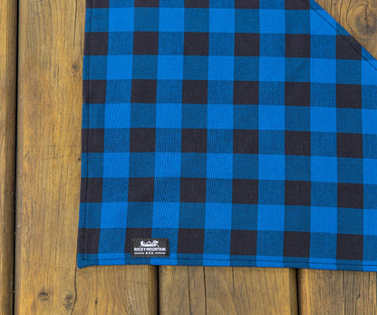 Foulard Pour Chien En Flanelle Carreauté Bleu