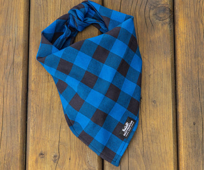 Foulard Pour Chien En Flanelle Carreauté Bleu