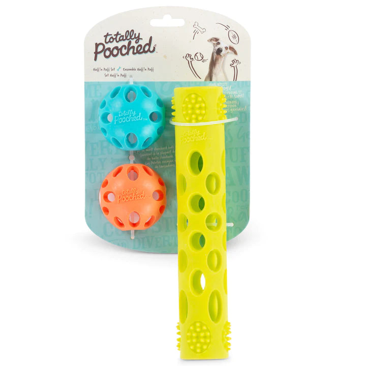 Ensemble de 3 jouets Huff'n Puff - 2 balles et 1 bâton